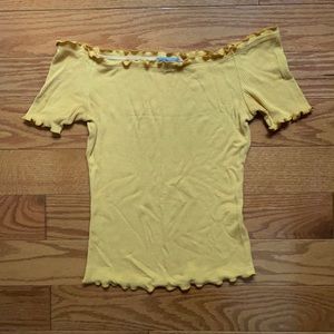 ribbed yellow off the shoulder top